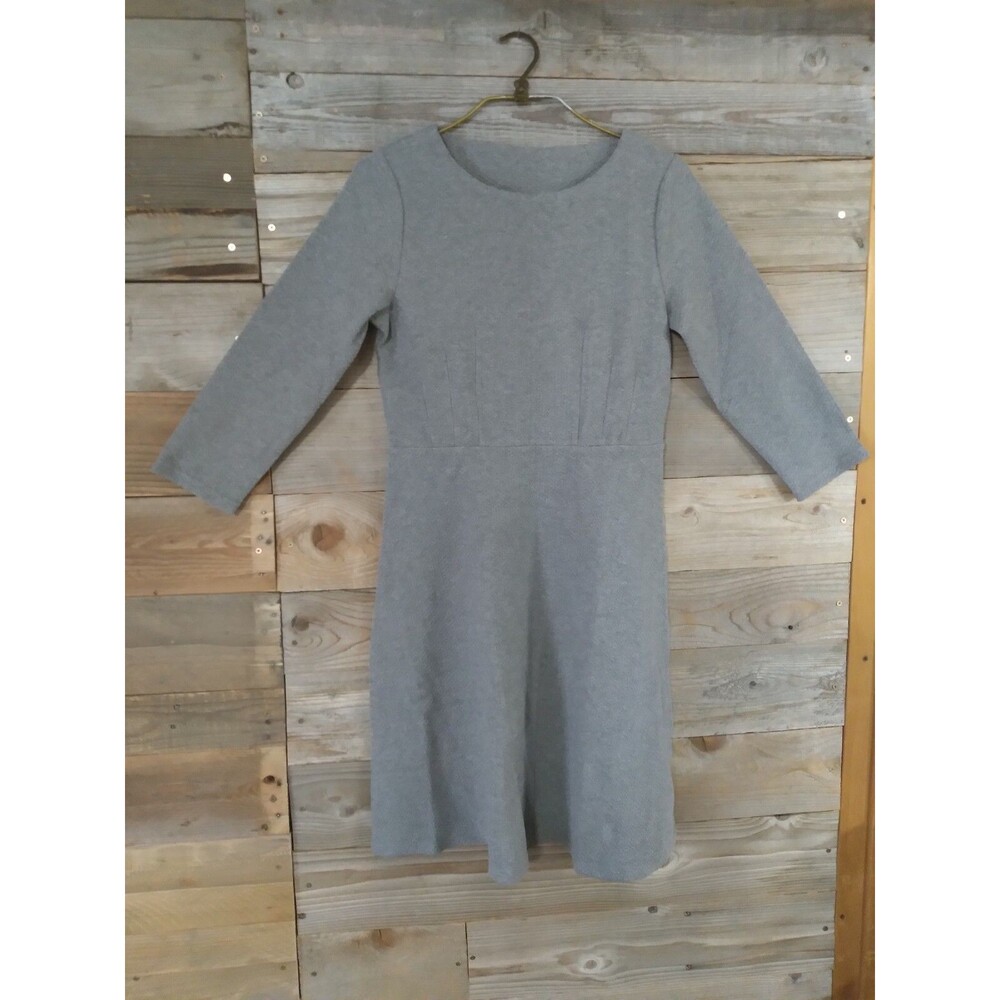 NWT Joules Shay Dress Women's US 8 Gray Textured 3/4 Slv. Boutique Cozy Luxury
